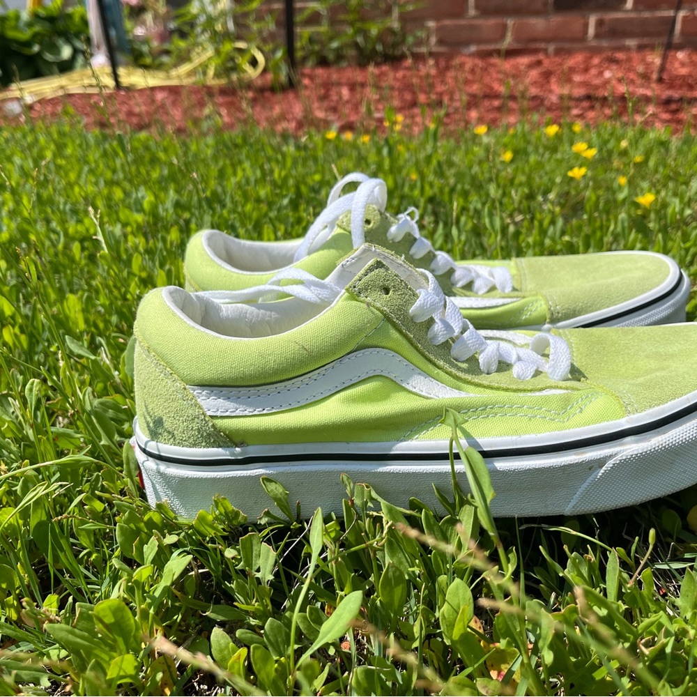 Vans Green and White Sneakers Suede Canvas Low-Top - Picture 2 of 3